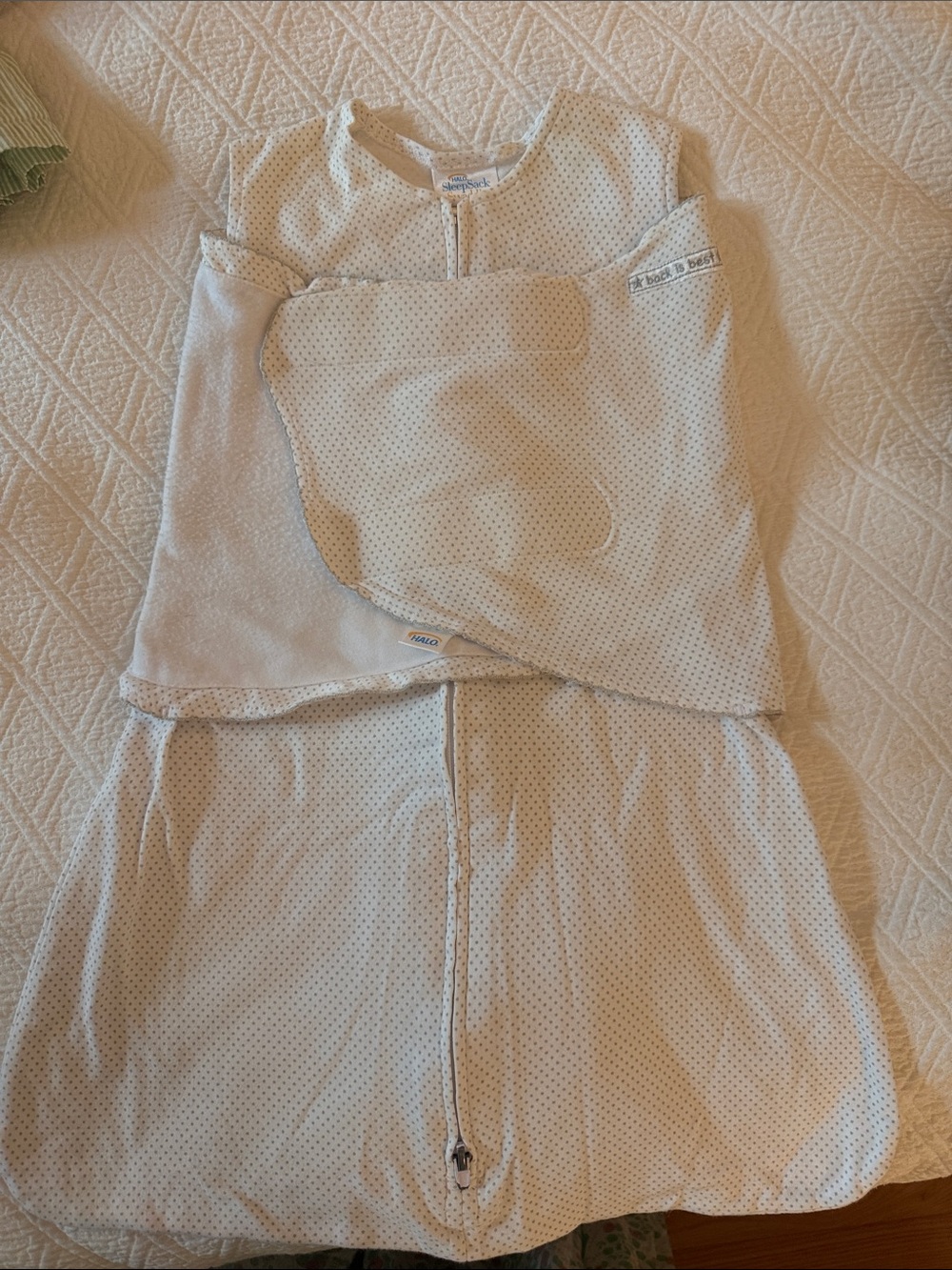 Halo Kids White Sleep Sack with Tiny Gray Dot Pattern